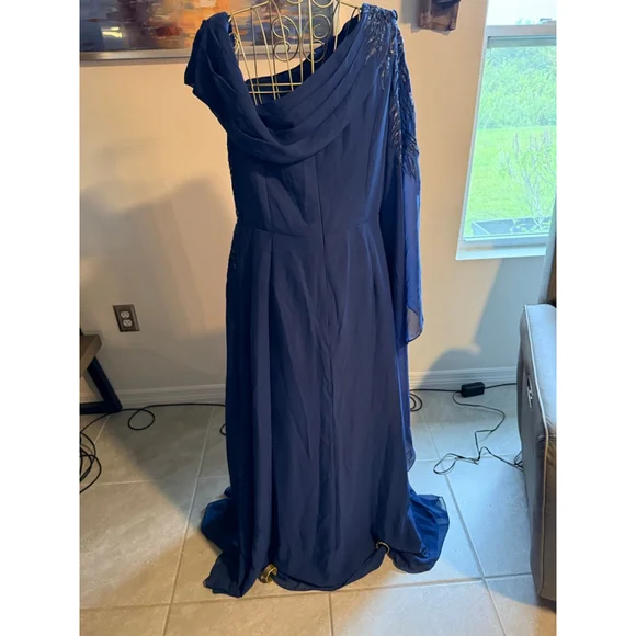 Women's JJ's House Navy Blue Silver Sequin Prom Dress US 14
